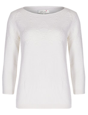 Pure Cotton Diamond Textured Cropped Jumper Image 2 of 4