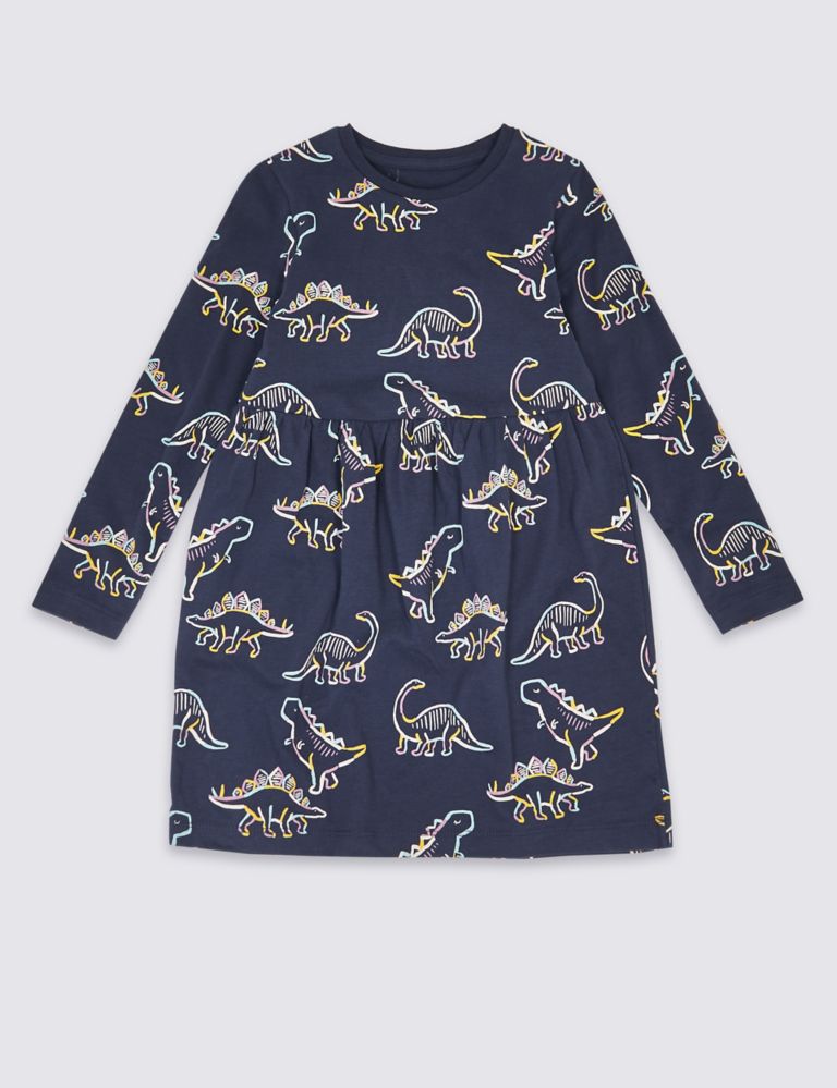 Pure Cotton Dino All Over Print Dress (3 Mths - 7 Yrs) 2 of 4