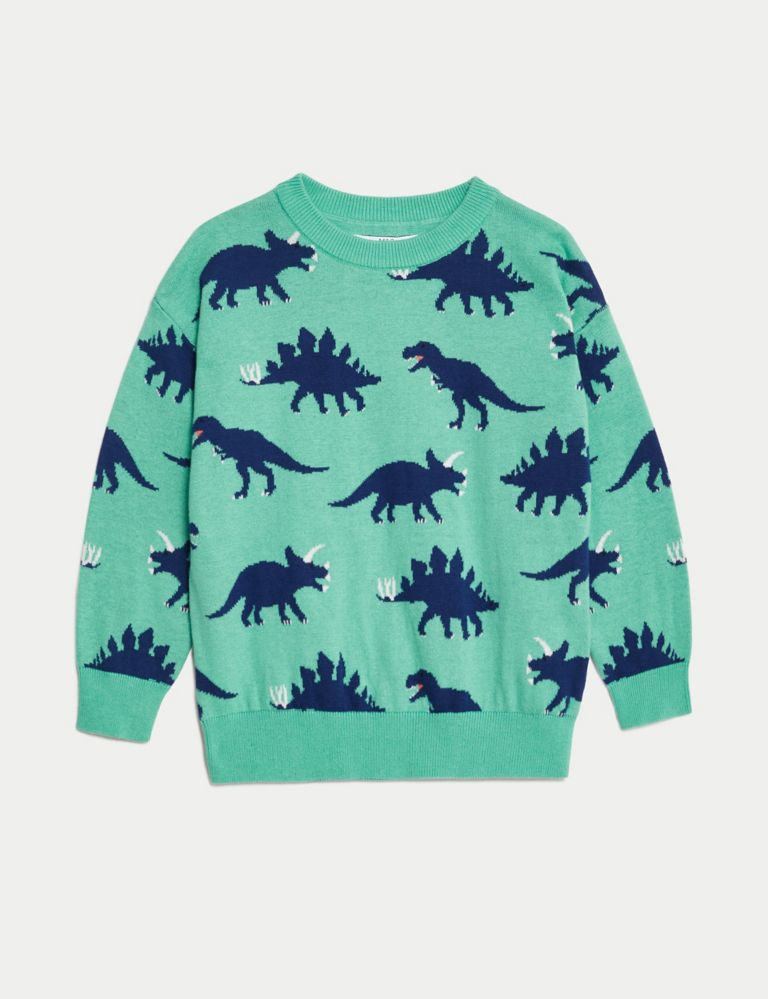 Pure Cotton Dinosaur Knitted Jumper (2-8 Yrs) | M&S