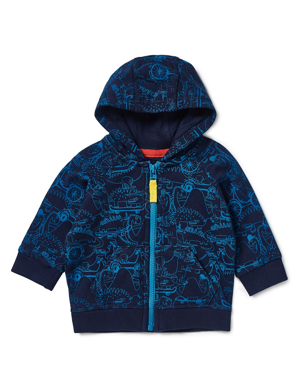 Pure Cotton Dinosaur Print Hooded Sweat Top 3 of 3