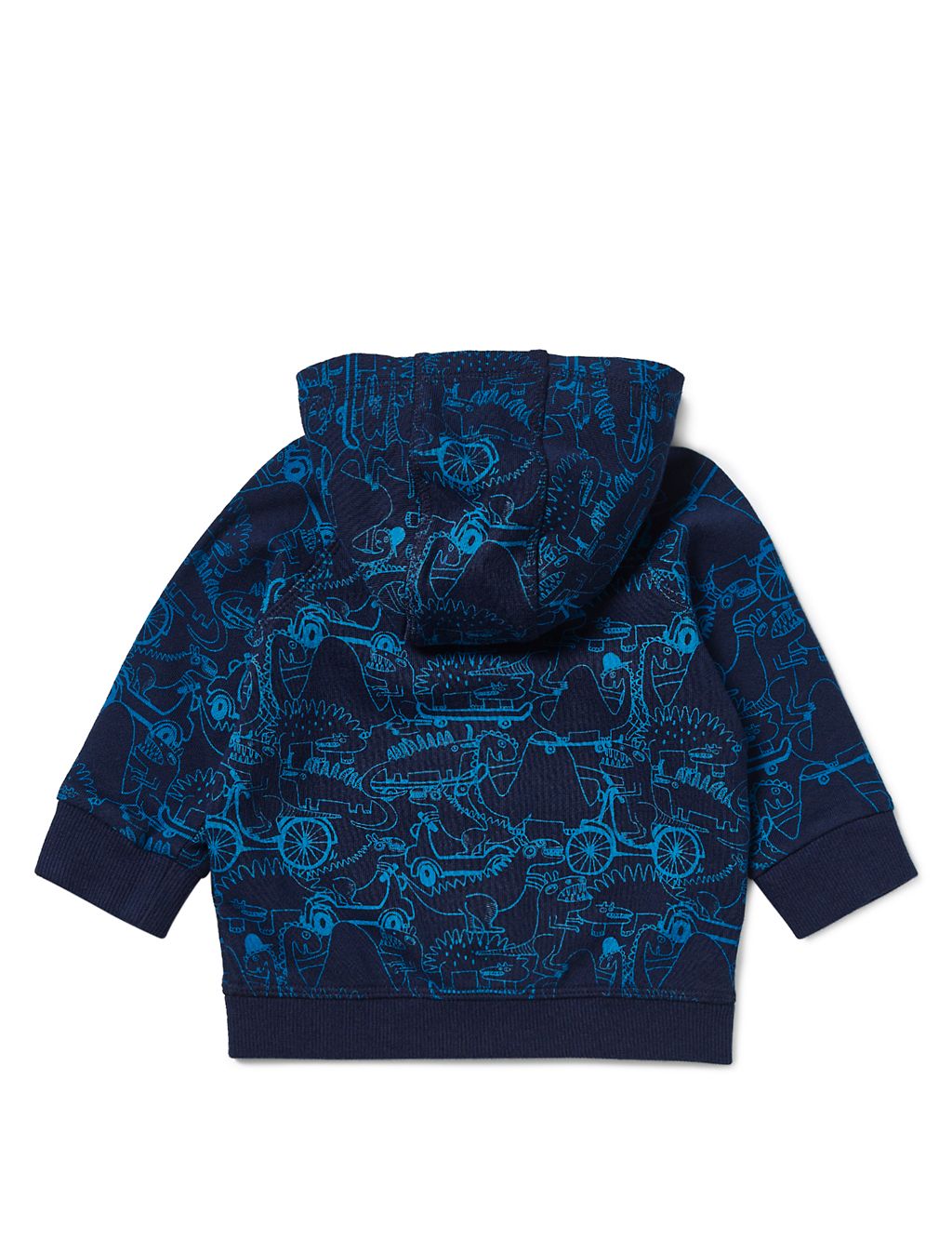 Pure Cotton Dinosaur Print Hooded Sweat Top 1 of 3