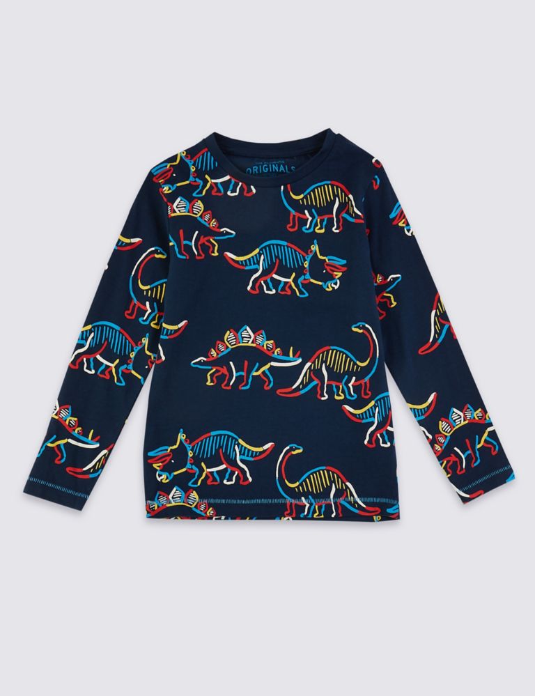 Pure Cotton Dinosaur Print T-Shirt (3 Months - 7 Years) 2 of 4