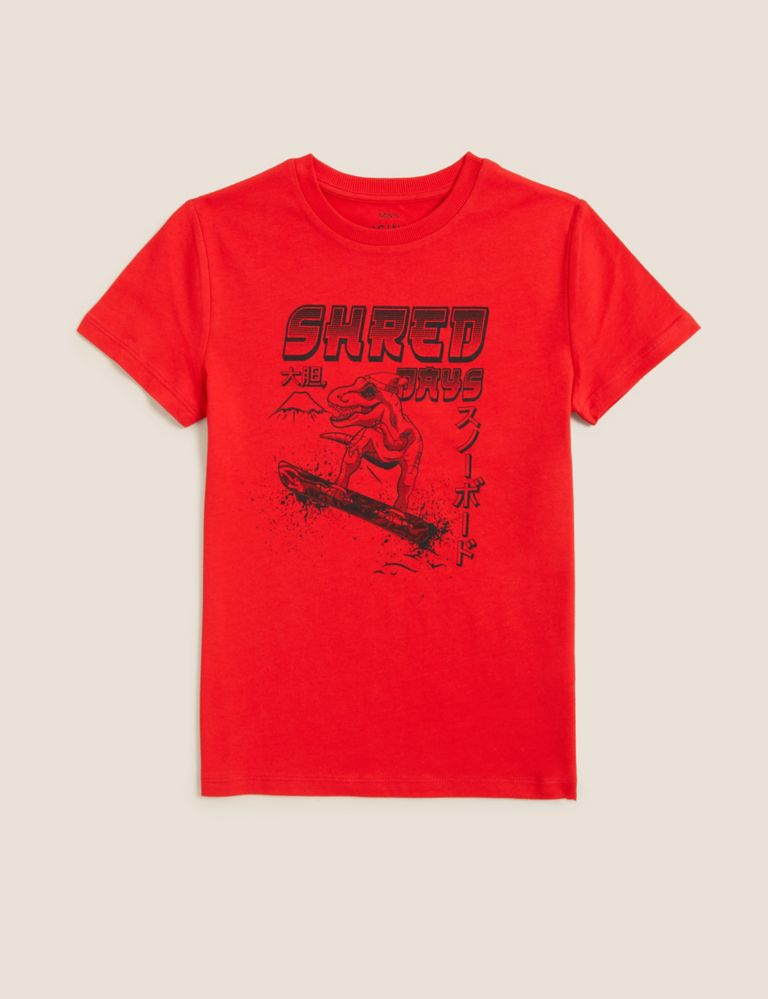 Pure Cotton Dinosaur Print T-Shirt (6-16 Yrs) 2 of 4