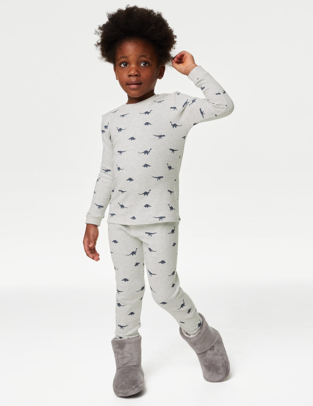 Pure Cotton Dinosaur Print Waffle Pyjamas (1-8 Yrs) 3 of 4