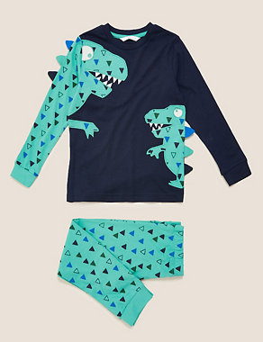 Pure Cotton Dinosaur Pyjama Set (1-7 Yrs) Image 2 of 4