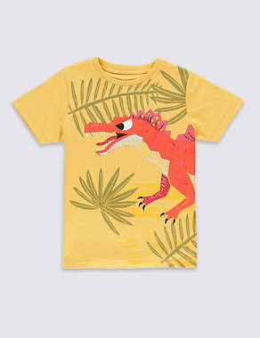 Pure Cotton Dinosaur T-Shirt (1-7 Years) - Download the app and watch me come to life! Image 2 of 6