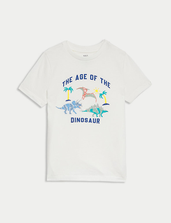 Pure Cotton Dinosaur T-Shirt (2–8 Yrs) Image 1 of 2