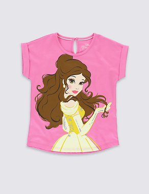 Pure Cotton Disney Princess Belle T-Shirt (1-7 Years) Image 2 of 3