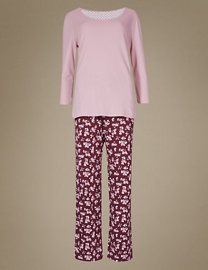 Pure Cotton Disty Floral Pyjamas Image 2 of 5