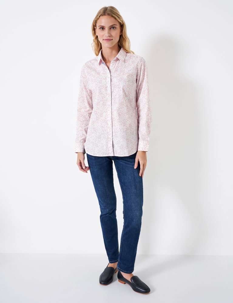 Pure Cotton Ditsy Floral Collared Shirt Crew Clothing M S