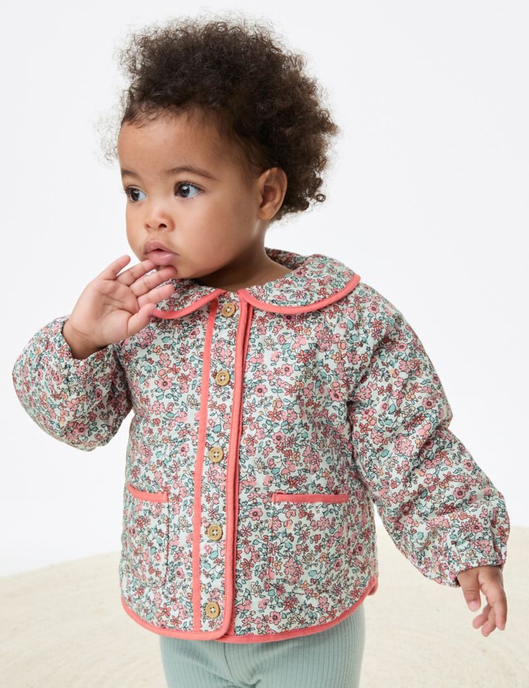 Pure Cotton Ditsy Floral Jacket (0-3 Yrs) 1 of 7