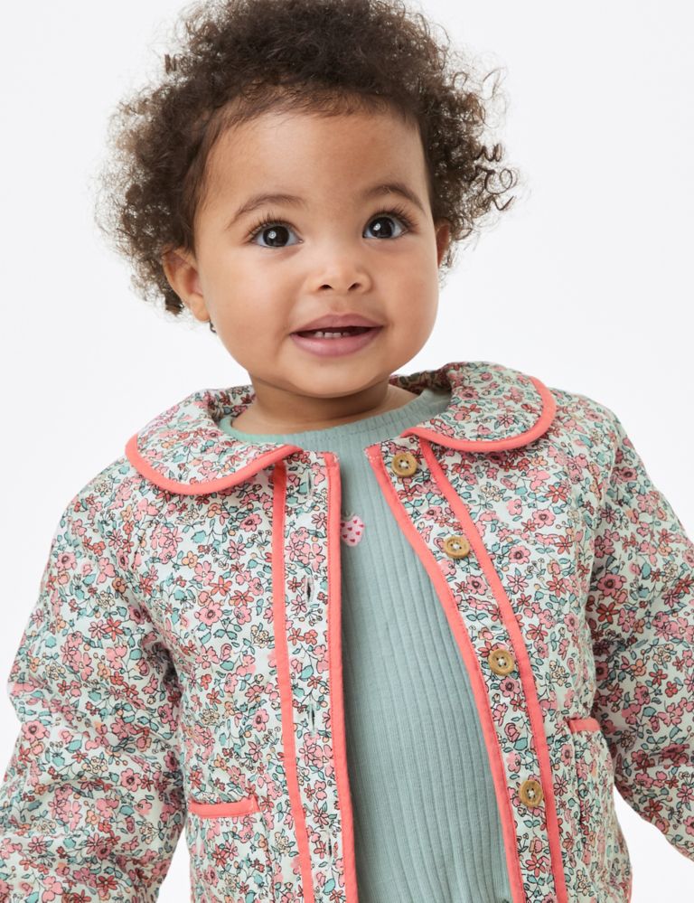 Pure Cotton Ditsy Floral Jacket (0-3 Yrs) 7 of 7