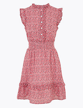 Pure Cotton Ditsy Floral Mini Waisted Dress Image 2 of 4