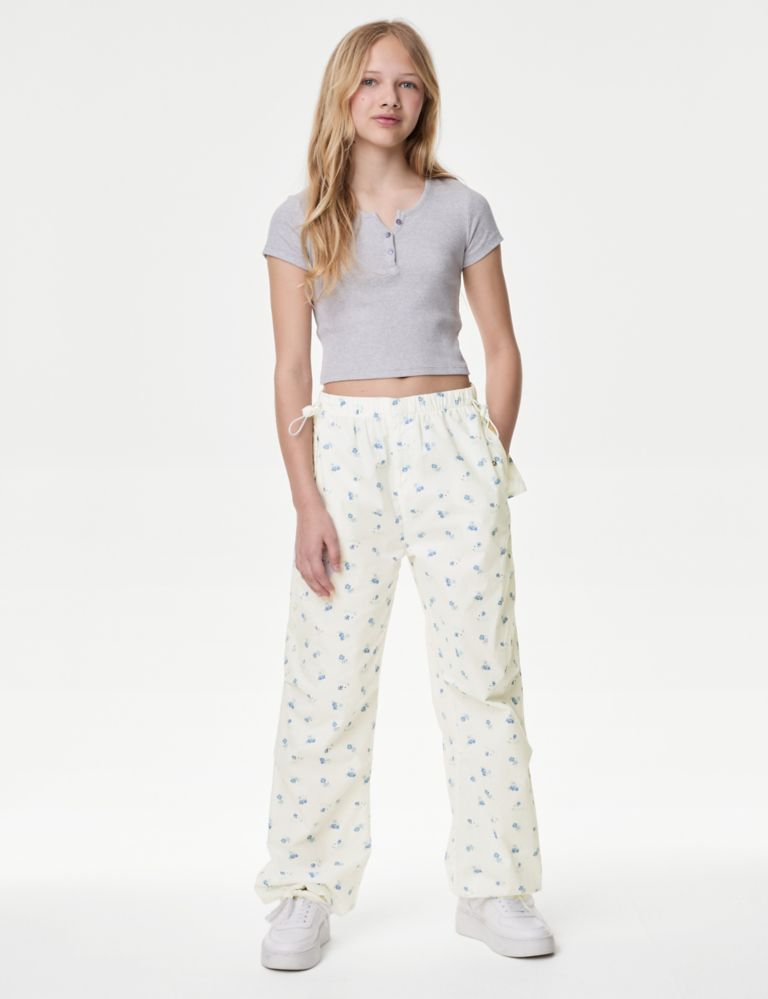 Pure Cotton Ditsy Floral Parachute Trousers (6-16 Yrs) 1 of 5