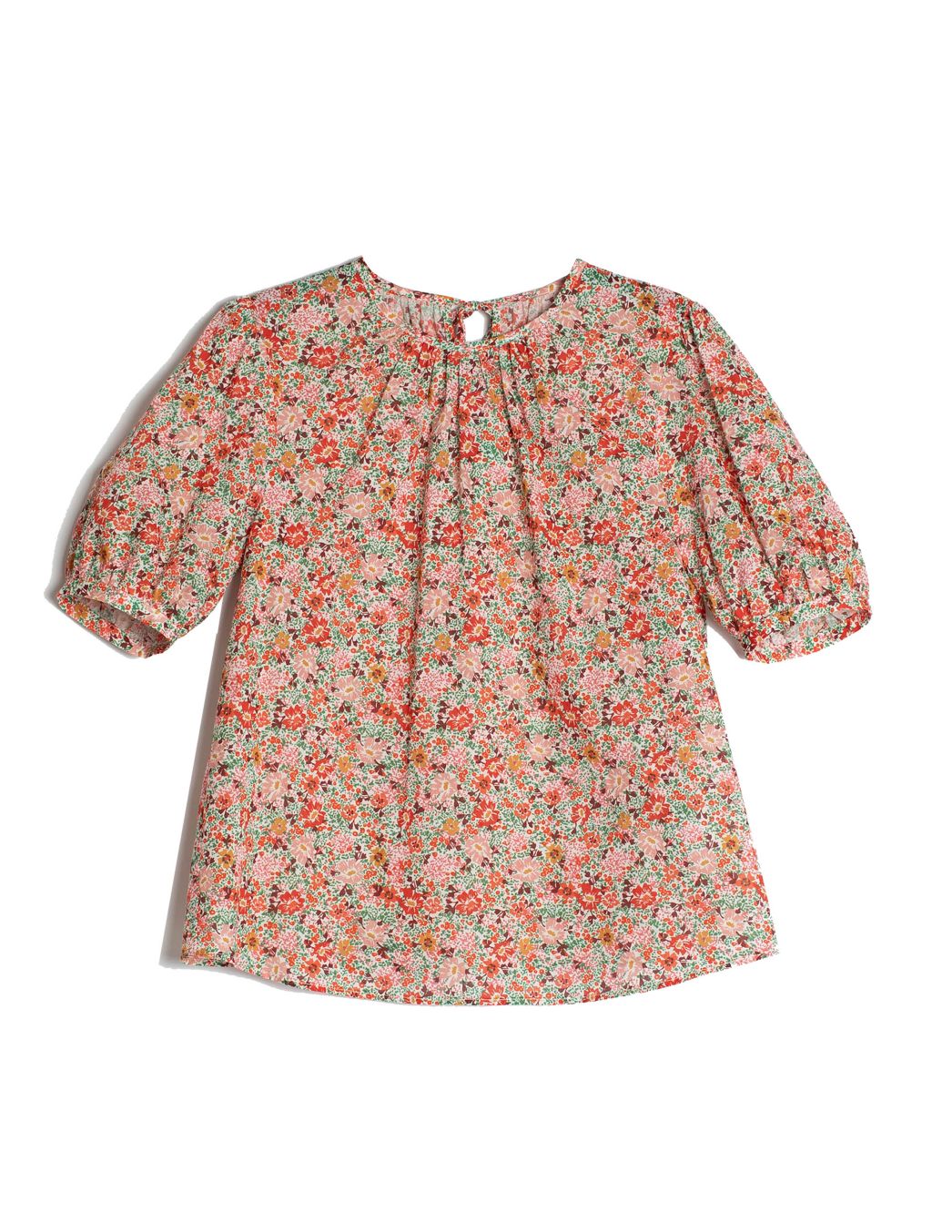 Pure Cotton Ditsy Floral Puff Sleeve Top | Albaray | M&S
