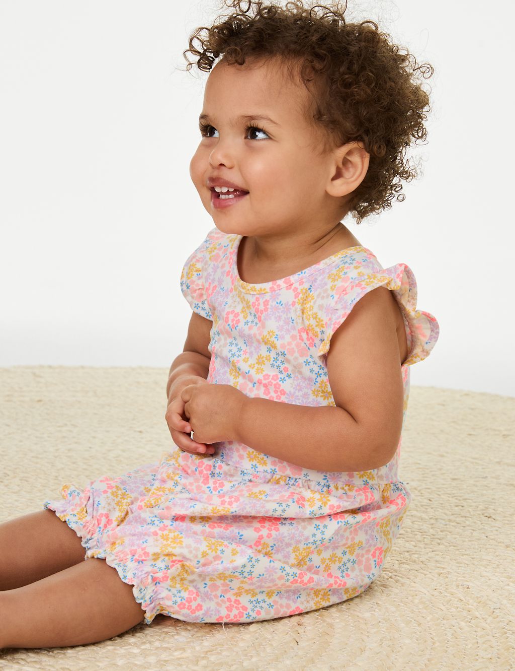 Pure Cotton Ditsy Floral Romper (0-3 Yrs) 5 of 5