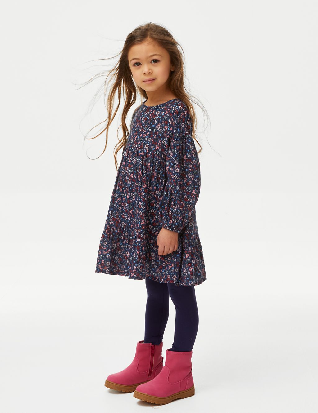 Pure Cotton Ditsy Floral Tiered Dress (2-8 Yrs) 2 of 4