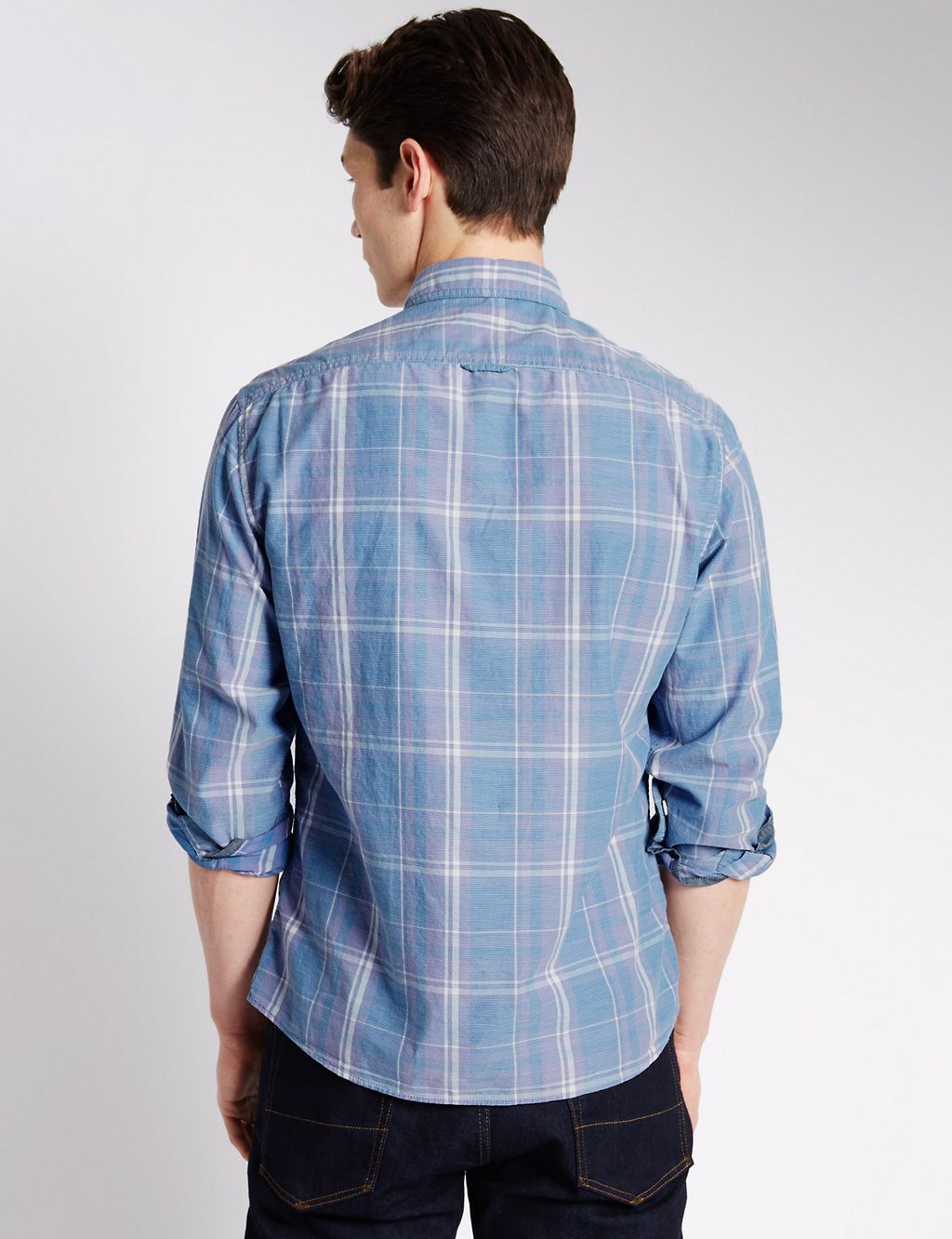 Pure Cotton Dobby Checked Shirt 2 of 5