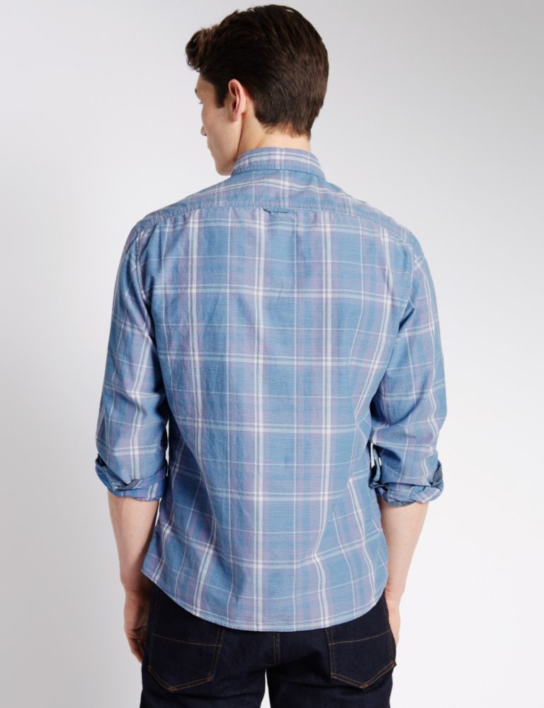 Pure Cotton Dobby Checked Shirt 3 of 5