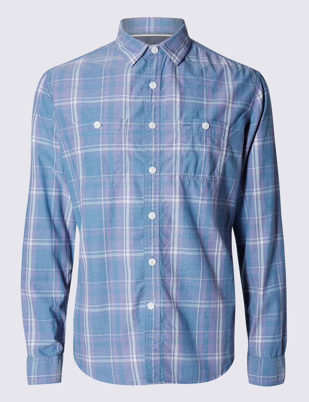 Pure Cotton Dobby Checked Shirt 1 of 5