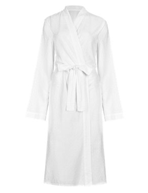 Pure Cotton Dobby Embroidered Belted Wrap with Cool Comfort™ Technology Image 2 of 5