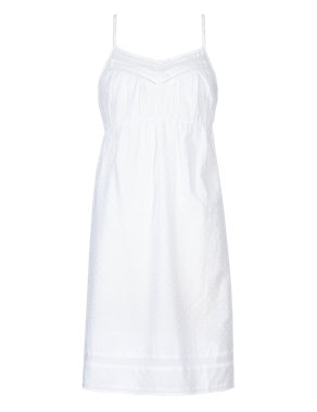 Pure Cotton Dobby Embroidered Chemise Image 2 of 4