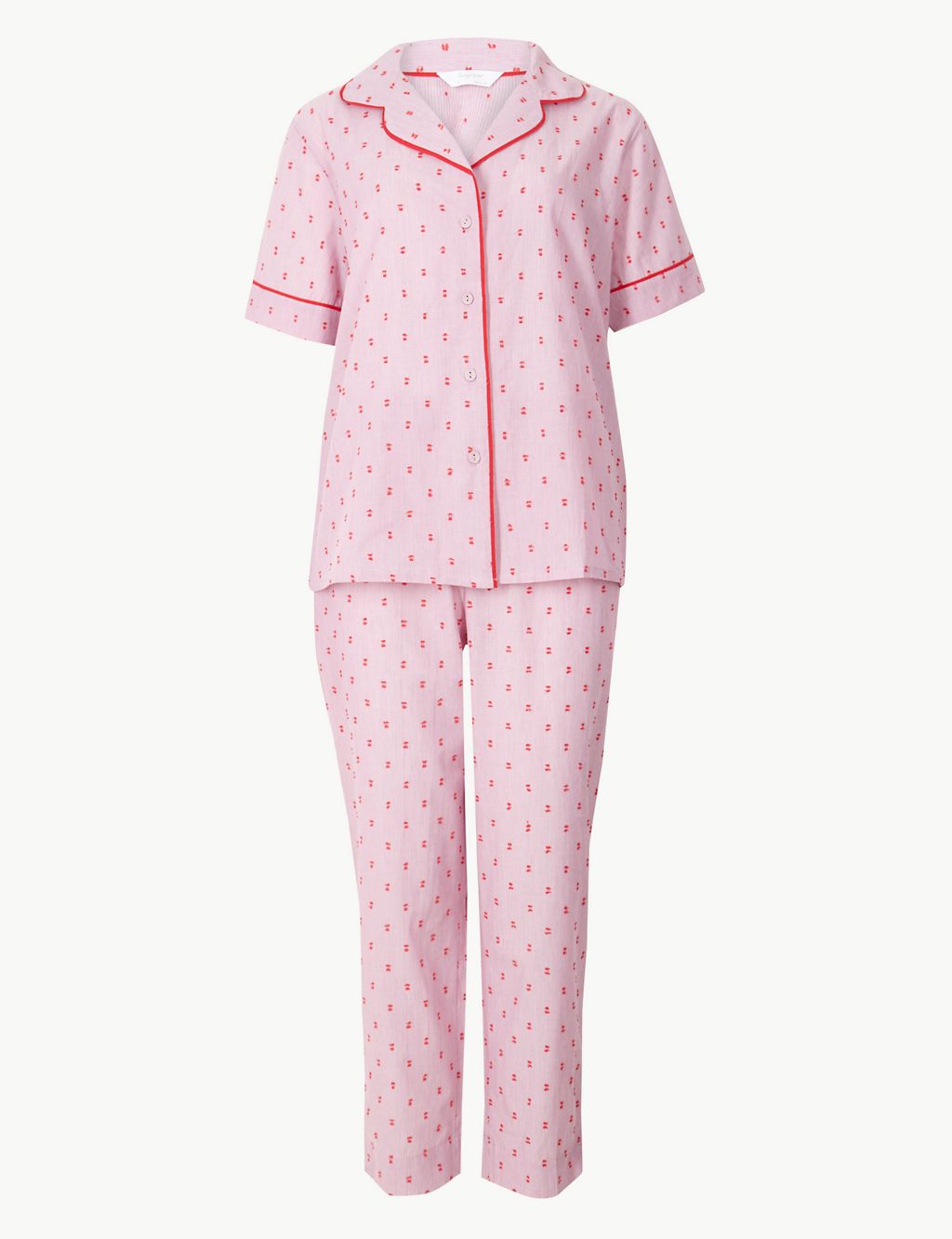 Pure Cotton Dobby Revere Collar Pyjama Set 1 of 4