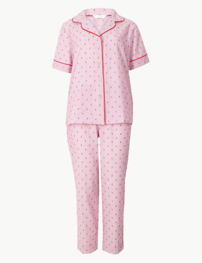Pure Cotton Dobby Revere Collar Pyjama Set 2 of 4