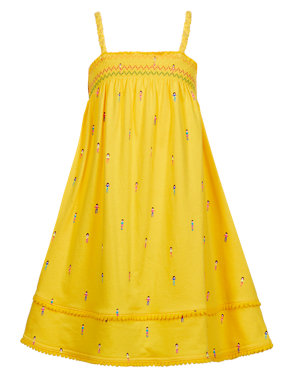 Pure Cotton Doll Print Smocked Dress Image 2 of 3