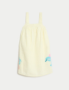 Pure Cotton Dolphin Dress (2-8 Yrs) Image 2 of 4