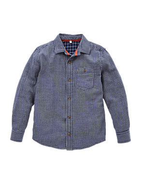 Pure Cotton Double Face Checked Shirt (5-14 Years) Image 2 of 5