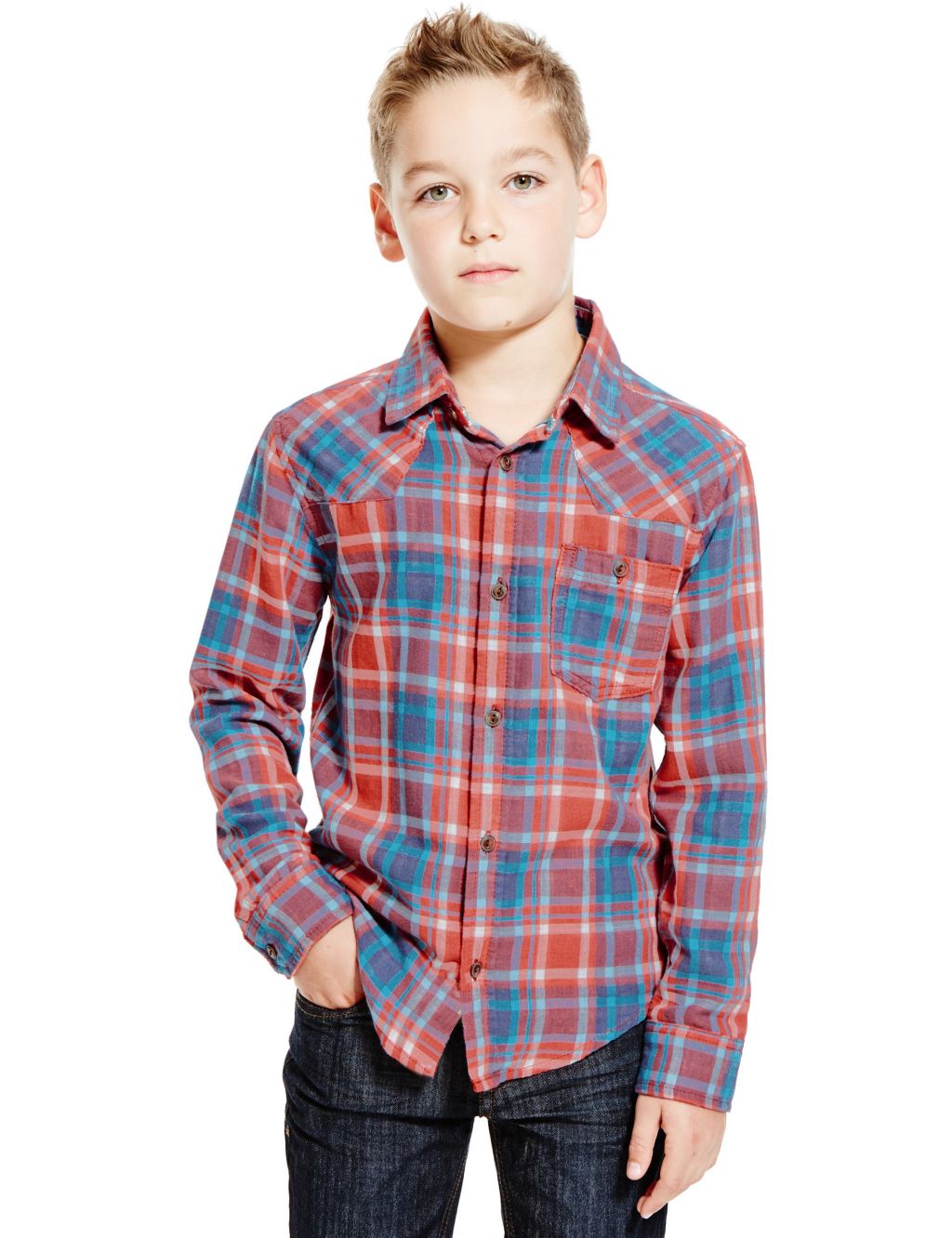 Pure Cotton Double Faced Checked Shirt (5-14 Years) 3 of 4