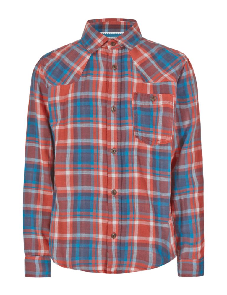 Pure Cotton Double Faced Checked Shirt (5-14 Years) 2 of 4