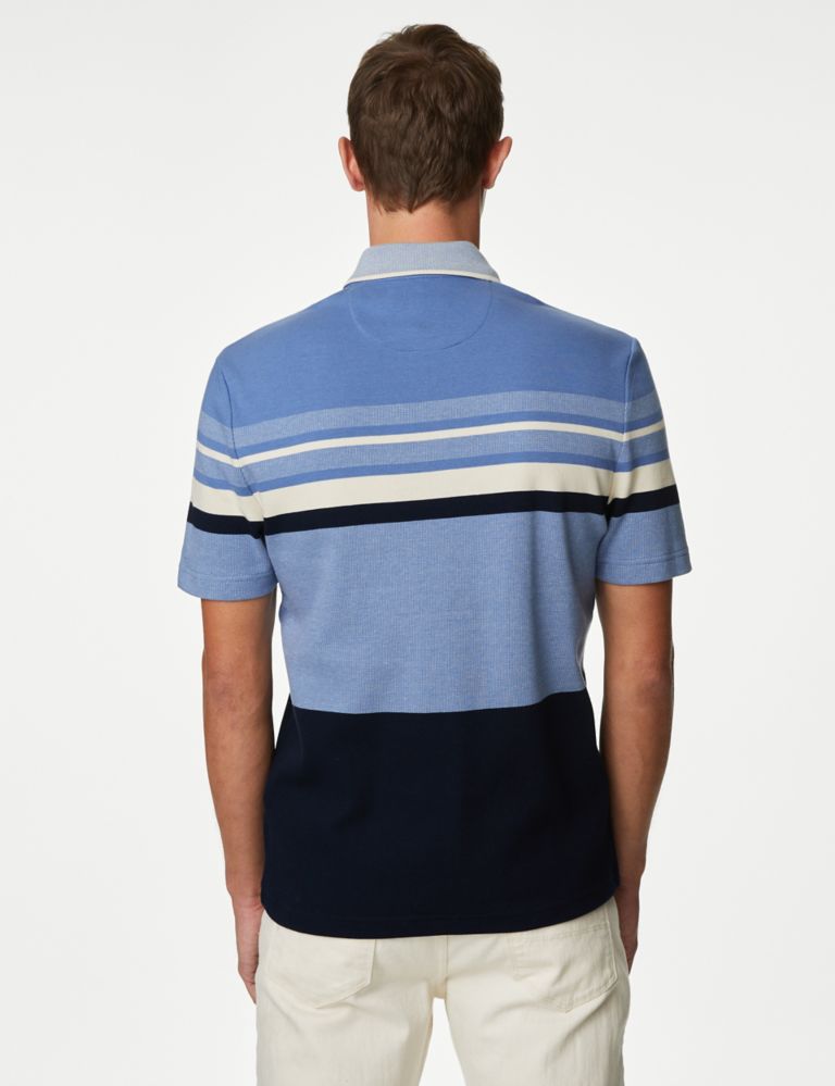 Pure Cotton Double Knit Striped Polo Shirt 5 of 5