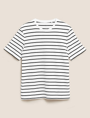 Pure Cotton Double Knit Striped T-Shirt Image 2 of 6