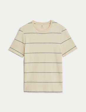 Pure Cotton Double Knit Striped T-Shirt Image 2 of 5