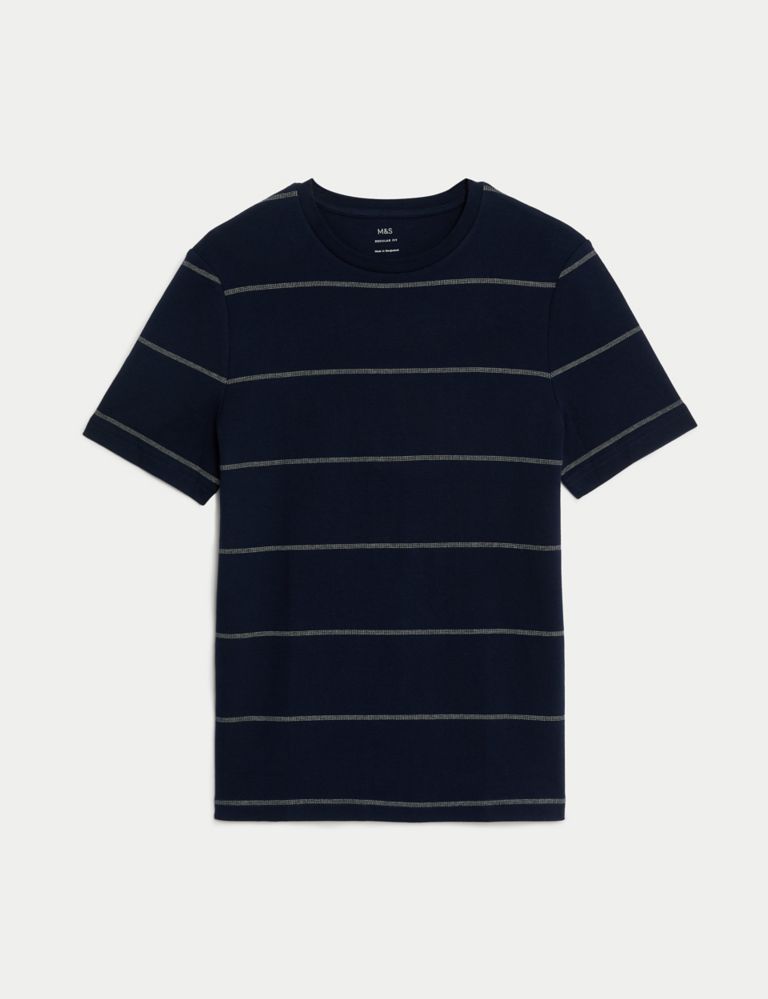 Pure Cotton Double Knit Striped T-Shirt 2 of 5