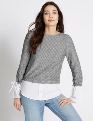 Pure Cotton Double Layer Flare Cuff T-Shirt | M&S Collection | M&S