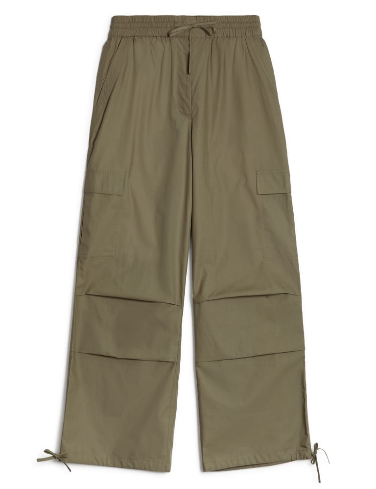 Pure Cotton Drawstring Cargo Trousers Albaray M S