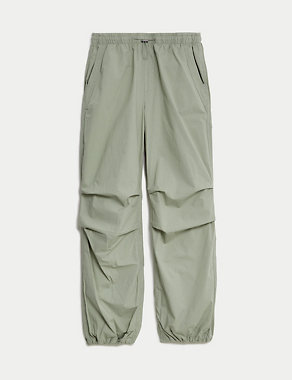 Pure Cotton Drawstring Parachute Trousers Image 2 of 5