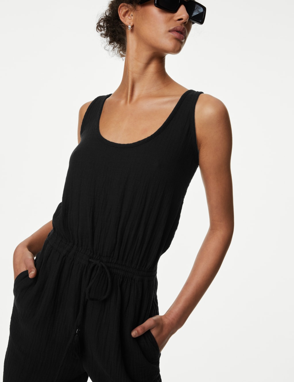 Pure Cotton Drawstring Sleeveless Jumpsuit 3 of 4