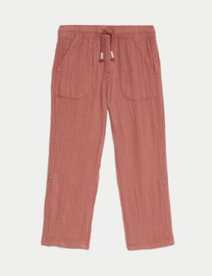 Pure Cotton Drawstring Trousers (2–8 Yrs) Image 2 of 6