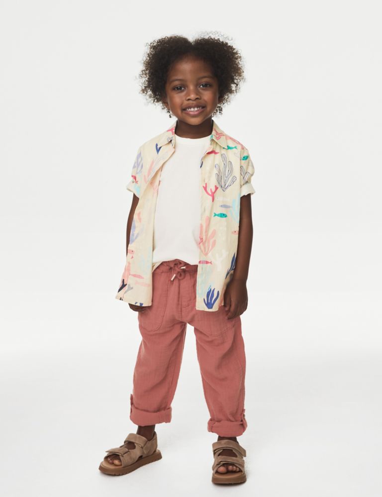 Pure Cotton Drawstring Trousers (2–8 Yrs) 1 of 1