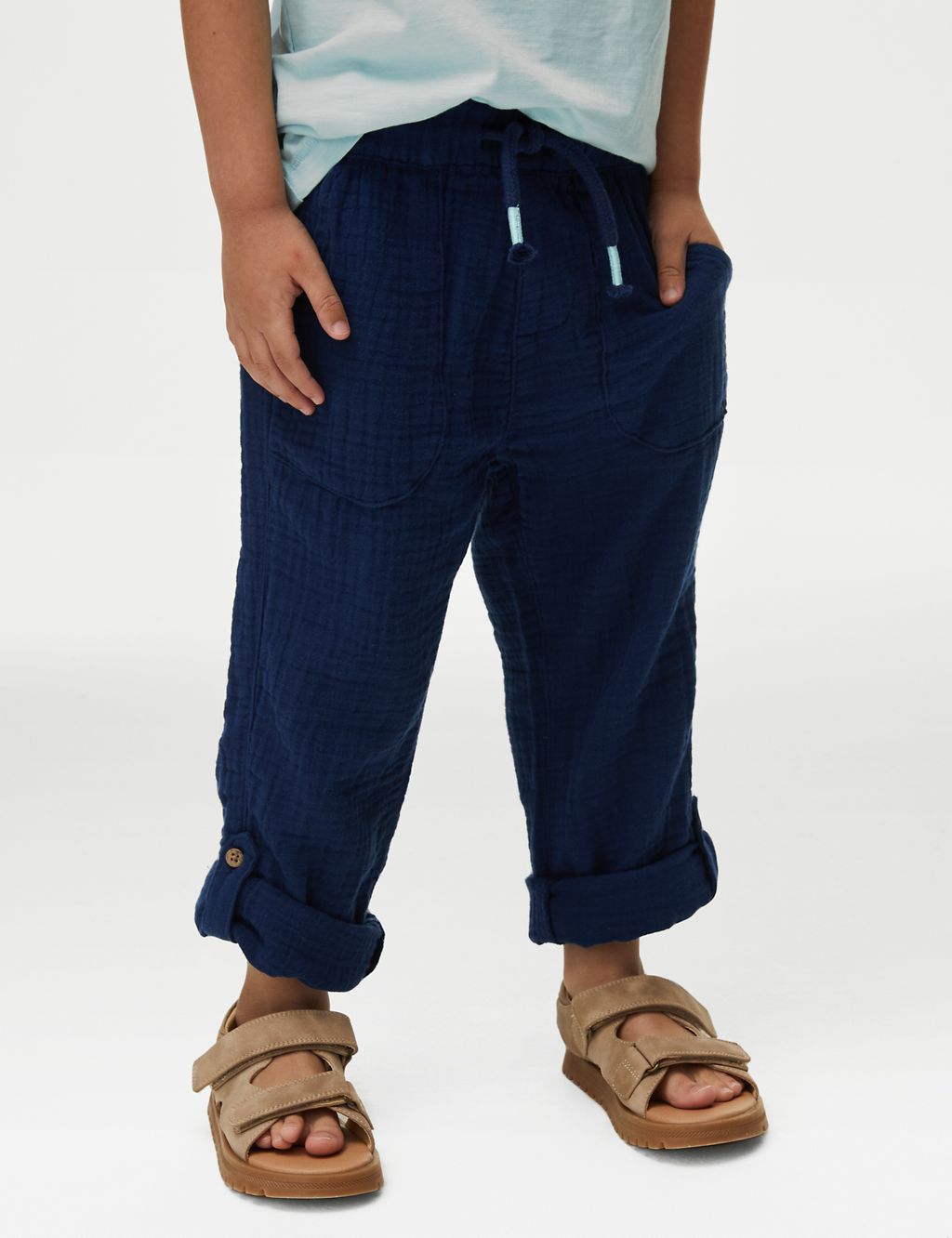 Pure Cotton Drawstring Trousers (2–8 Yrs) 5 of 6