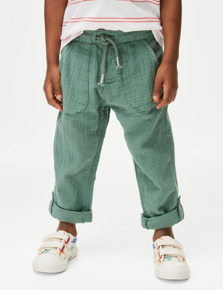 Pure Cotton Drawstring Trousers (2–8 Yrs) 5 of 6