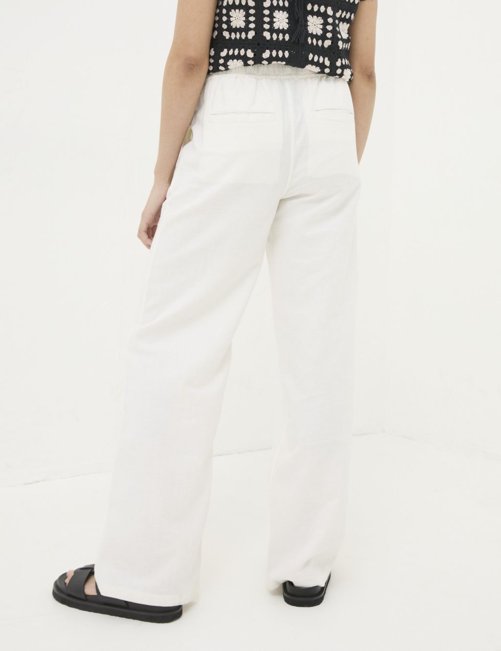 Pure Cotton Drawstring Wide Leg Trousers 4 of 5