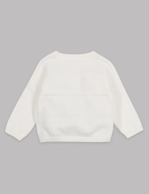 Pure Cotton Drop Sleeve Cardigan Image 2 of 3