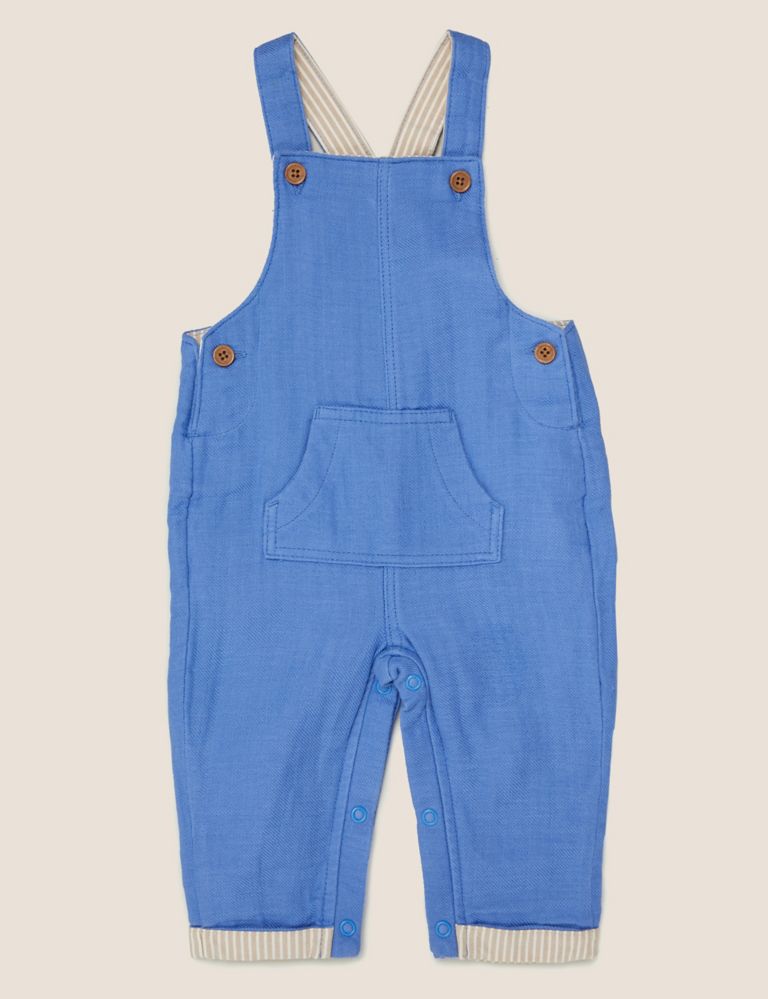 Pure Cotton Dungarees (0-3 Yrs) 1 of 3