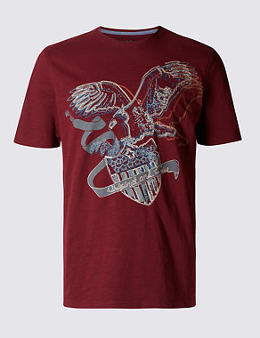 Pure Cotton Eagle Print T-Shirt Image 2 of 3
