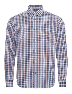 Pure Cotton Easy Care Checked Shirt Image 2 of 5